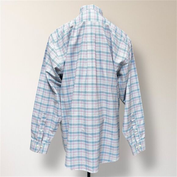 Brooks Brothers 346 Blue Red Plaid Long Sleeve Button Down Shirt Preppy Men's L - Picture 4 of 9